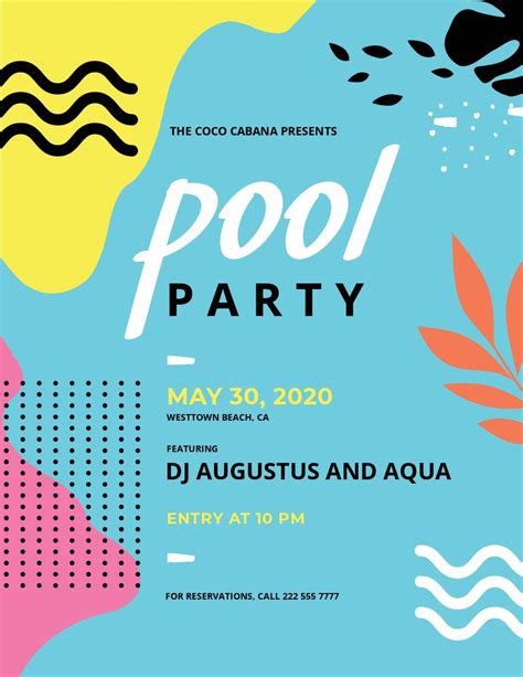 Pool Party Flyer Template Free