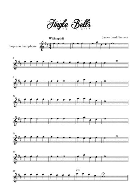 Jingle Bells Easy Beginner For Soprano Saxophone Arr Cadenza