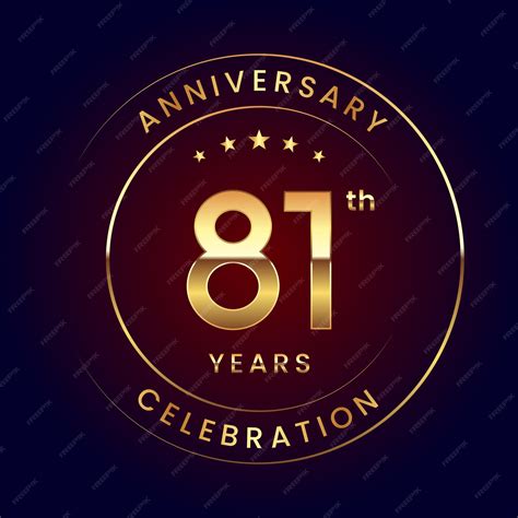 Premium Vector 81th Anniversary Template Design With Gold Color Ring