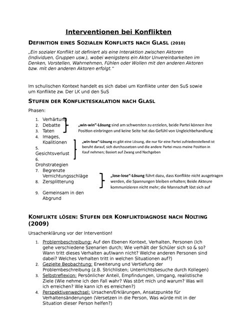 Interventionen Bei Konflikten Klassenf Hrung Lmu Studocu