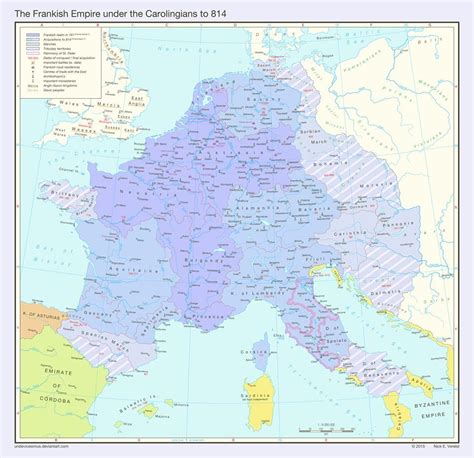 The Carolingian Empire In 814 Imaginary Maps Carolingian Charlemagne