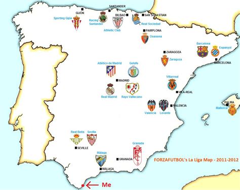 La Liga geography 101: All 20 clubs located on the map of Spain. : r/soccer