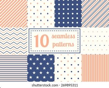 Set Ten Seamless Patterns Retro Soft Stock Vector Royalty Free