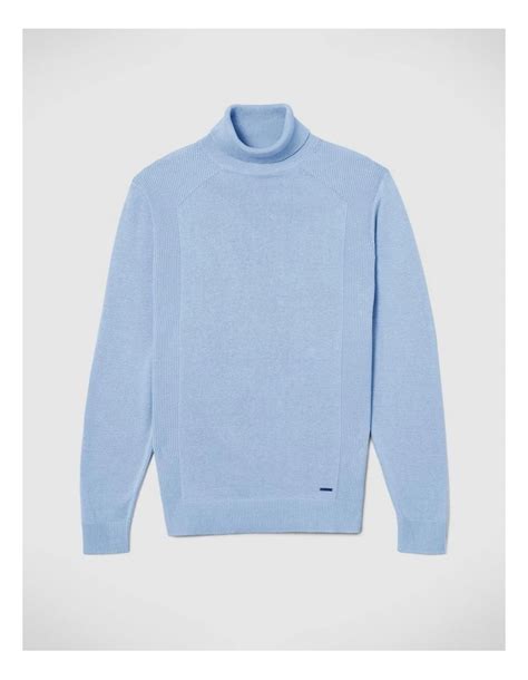 Politix Classic Roll Neck Jumper In Light Blue Myer