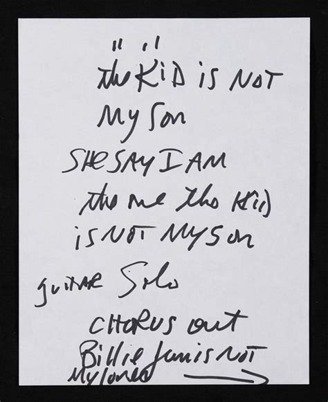 Original Handwritten Billy Jean Lyrics By Michael Jackson Famous