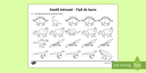 Caută intrusul Dinozauri Fișă de lucru teacher made