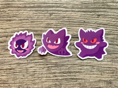 Cute Ghost Pokemon Nebulak Alpollo And Gengar Vinyl Sticker Etsy