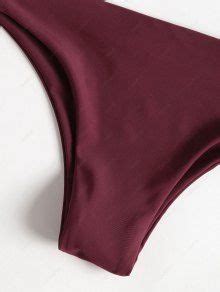 Ruffle Smocked Bandeau Bikini Set In RED WINE ZAFUL