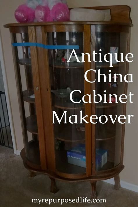 Antique China Cabinet Makeover With Text Overlay