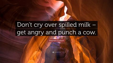 Stephen Colbert Quote Dont Cry Over Spilled Milk Get Angry And