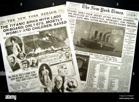 Newspapers Reporting On The Sinking Of The Rms Titanic Stock Photo Alamy