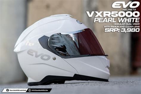 Evo Vxr 5000 Pearl White Silver Iridium Lens Modular Dual Visor With