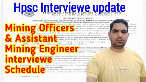 HPSC Mining Officer Assistant Mining Engineer Interview Scheduled