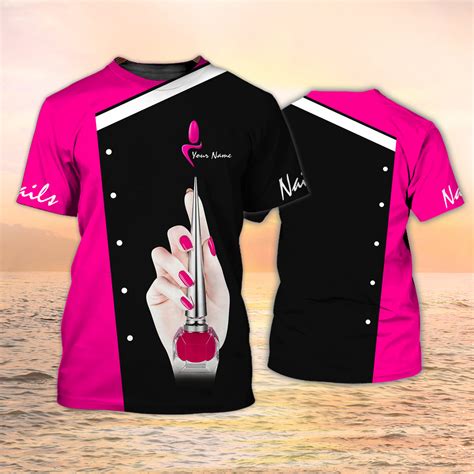 Nail Tech Custom Tshirt Nail Salon Uniform Black Pink [Non Workwear ...