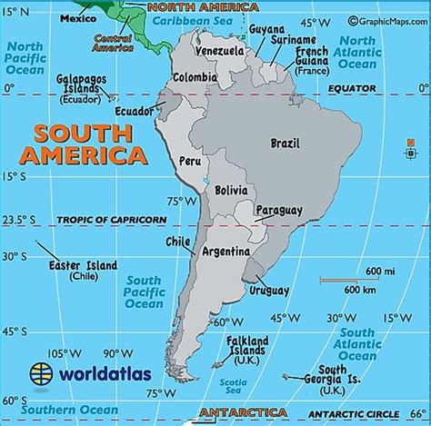 Labeled Map South America