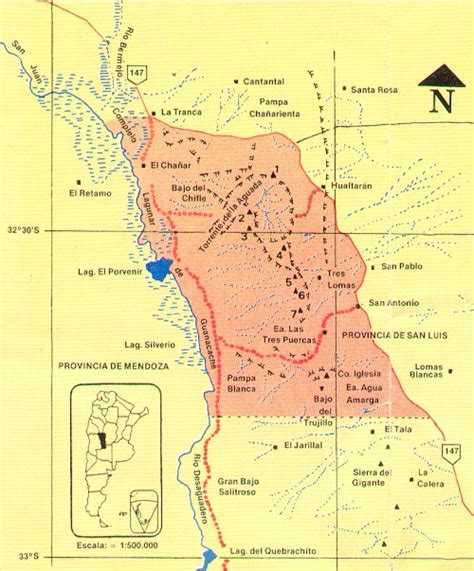 Mapa Del Parque Sierra De Las Quijadas Ruta De Dinosaurios De Argentina