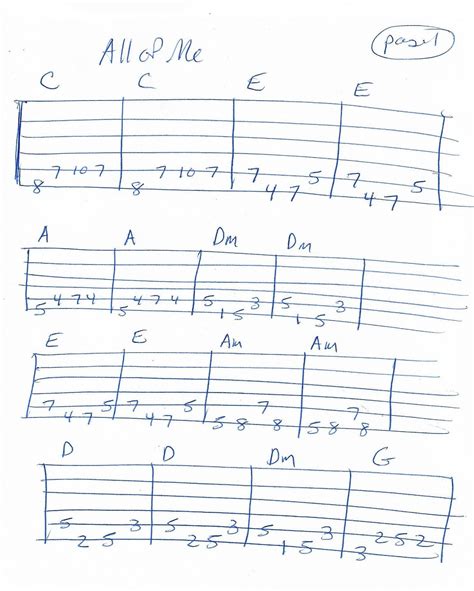 Guitar Chords For All Of Me Sheet Music Guitar Download