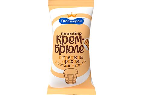 Мороженое «Гроспирон» пломбир крем-брюле с грецким орехом, 85 г ...