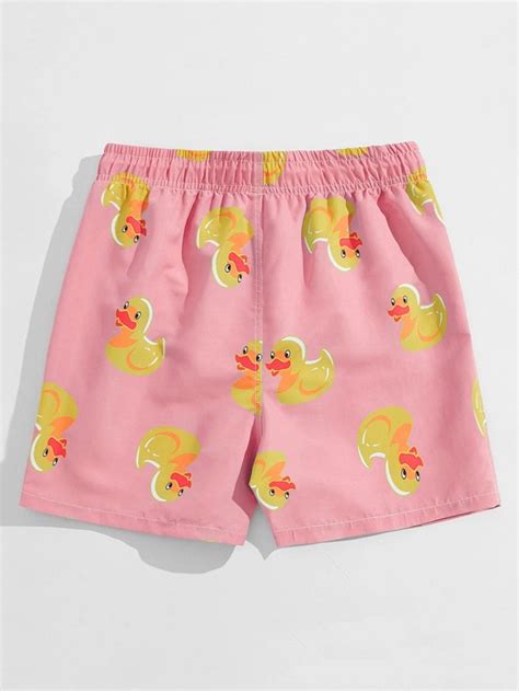 Men Random Cartoon Duck Print Swim Trunks Shein Usa