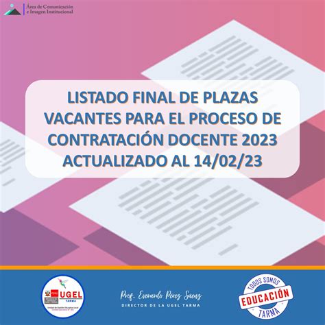 Listado Final De Plazas Vacantes Para El Proceso De ContrataciÓn