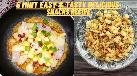 Two 5min Snacks Recipe 5min Pizza And Bread Bhajiya Recipe Easy