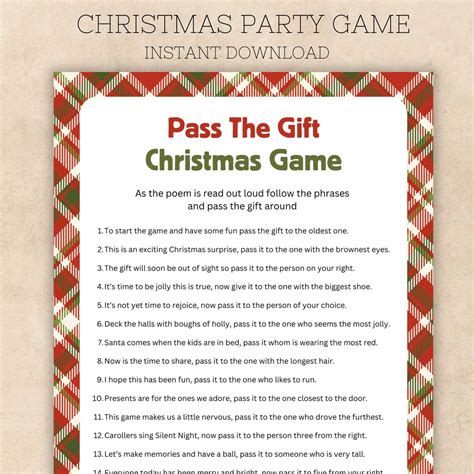 Pass The Gift Christmas Game Printable Office Christmas Party Etsy Canada