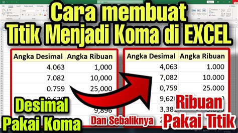 Cara Membuat Titik Menjadi Koma Di EXCEL Secara Otomatis YouTube