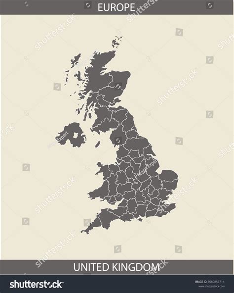 Uk Map Vector Outline Illustration Gray Stock Vector (Royalty Free ...