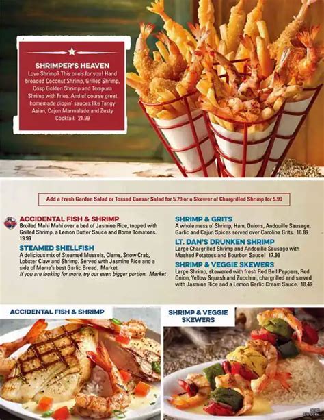 Menu at Bubba Gump Shrimp Co. restaurant, Galveston