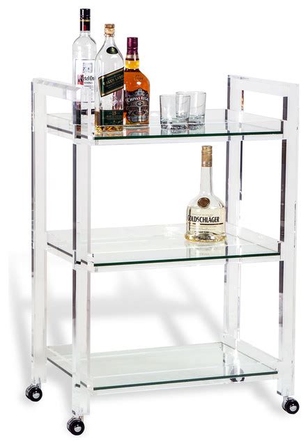 Pennington Modern Acrylic And Glass Serving Bar Cart Modern Bar Carts By Kathy Kuo Home