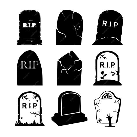 Premium Vector Tombstone Silhouettes Set