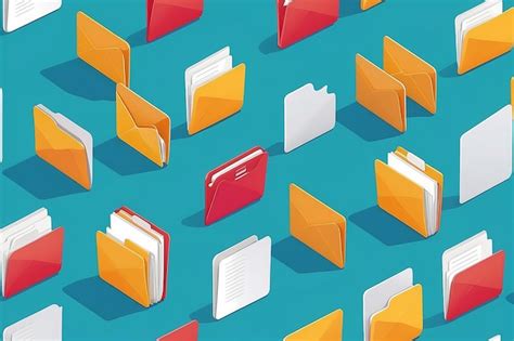 Isometric Row Of Folders Premium Ai Generated Image
