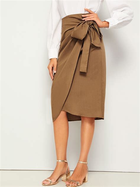 Elegant Wrap Knotted Midi Skirt