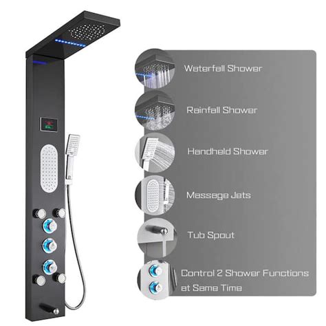 Ello Allo In Jet Shower Tower Panel System With Led Rainfall Mist