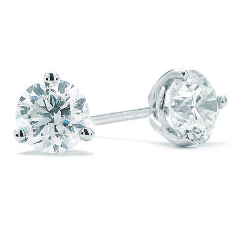 1 Cttw Three Prong Martini Style Diamond Stud Earrings New York