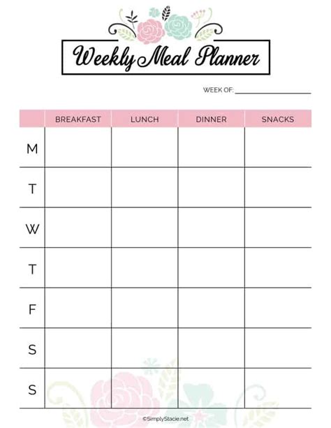 Cute Printable Meal Planner Templates Ictaste