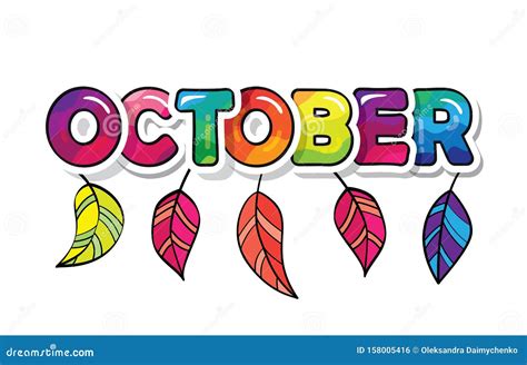 October Cartoon Paper Cutout Letters With Leaves Can Be Used For T