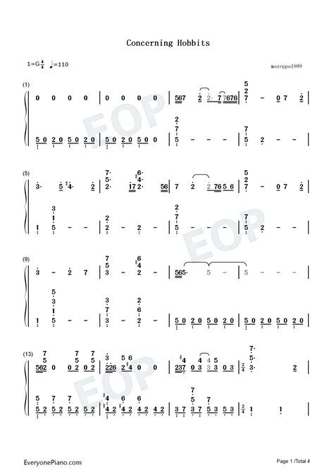 Concerning Hobbits Piano Sheet Music Concerning Hobbits Piano Sheet