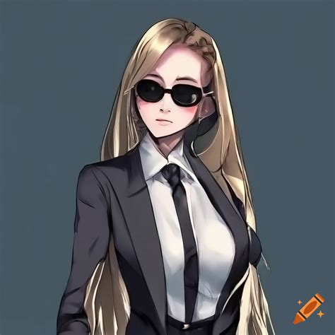 Sleek Anime Woman With Blond Hair And Sunglasses