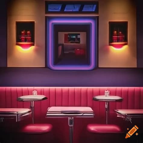Interior of a vintage 80s diner booth at night on Craiyon