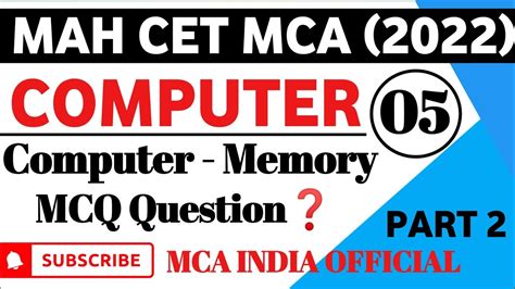 Computer Memory Mcq Part Mah Cet Mca Youtube