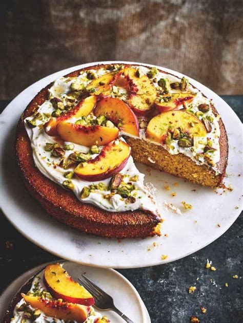 Peach Lime And Pistachio Polenta Cake Mindfood