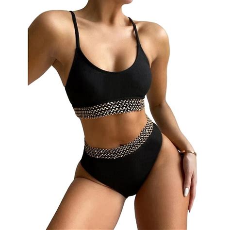 Mimigo Frauen Funkeln Glitter Bademode Pailletten Bikini Shiny String BH Sexy Badeanzug