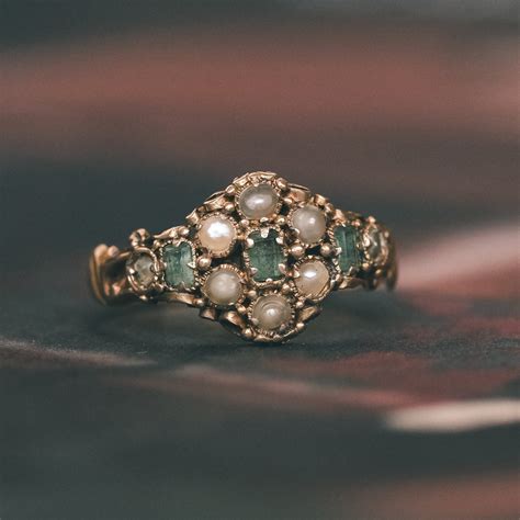 Mid Victorian Emerald And Pearl Ring Lost Owl Jewelry