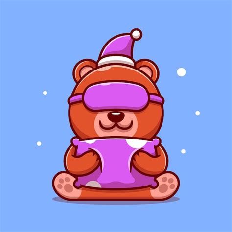 Ilustração do ícone de desenho animado bonito urso dormindo