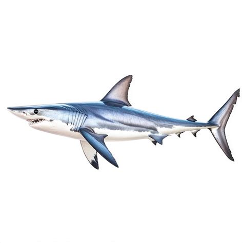 Mako Shark Animal Wildlife Isolated On A Solid White Background