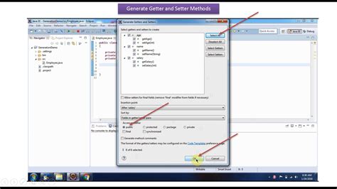 Java Ee Java Tutorial Generate Getter And Setter Methods Using Eclipse