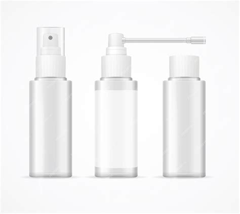 Premium Vector Realistic Detailed 3d White Blank Bottle Spray Template Mockup Set Vector