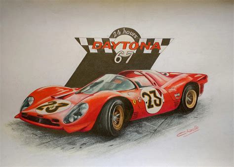 FERRARI 330 P4 Daytona 1967 Drawing By Nicky Chiarello