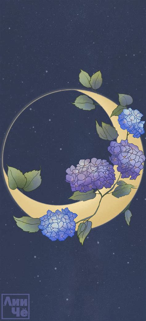 wallpaper moon in flowers by Liiche on DeviantArt